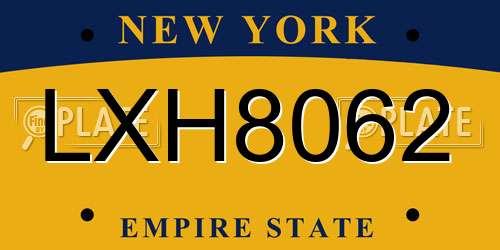 LXH8062 New York License Plate