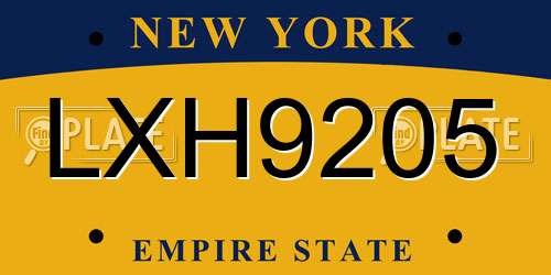 LXH9205 New York License Plate