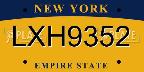 LXH9352 New York License Plate