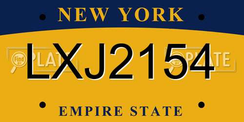 LXJ2154 New York License Plate