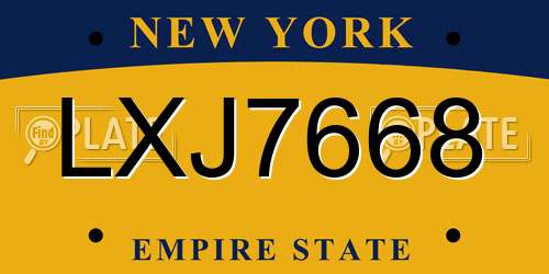 LXJ7668 New York License Plate