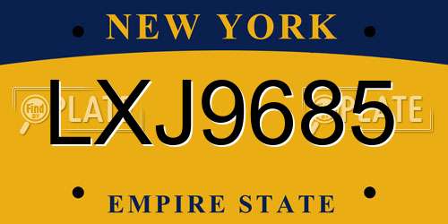 LXJ9685 New York License Plate