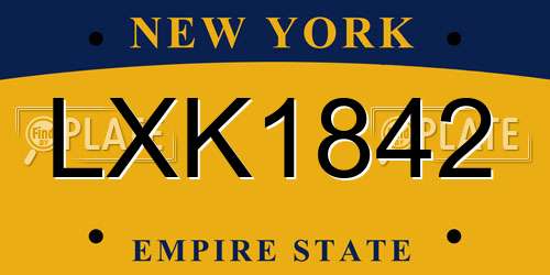 LXK1842 New York License Plate