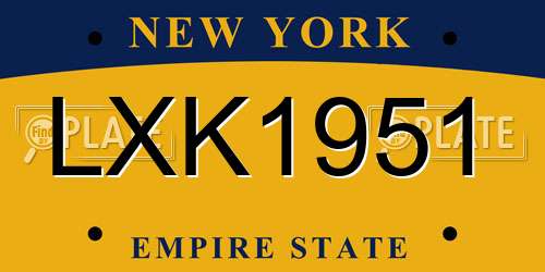 LXK1951 New York License Plate