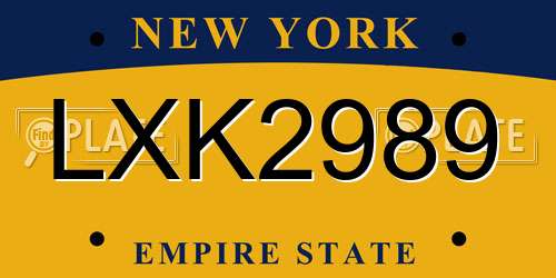 LXK2989 New York License Plate