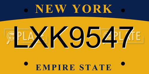 LXK9547 New York License Plate