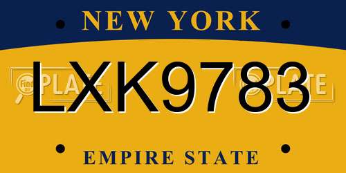 LXK9783 New York License Plate