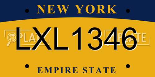 LXL1346 New York License Plate
