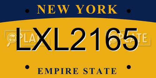 LXL2165 New York License Plate