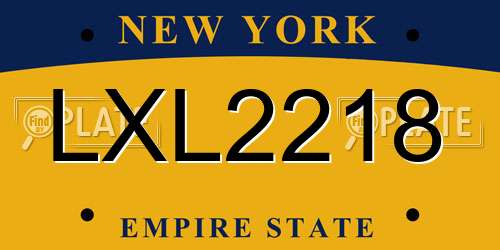 LXL2218 New York License Plate