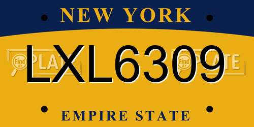 LXL6309 New York License Plate