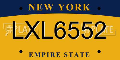 LXL6552 New York License Plate