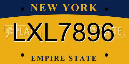 LXL7896 New York License Plate
