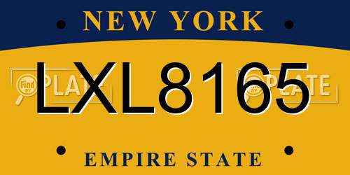 LXL8165 New York License Plate