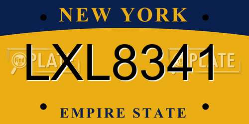 LXL8341 New York License Plate