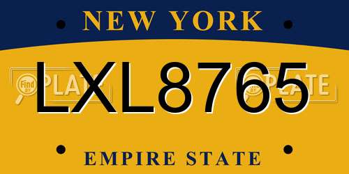 LXL8765 New York License Plate
