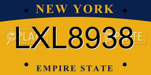 LXL8938 New York License Plate