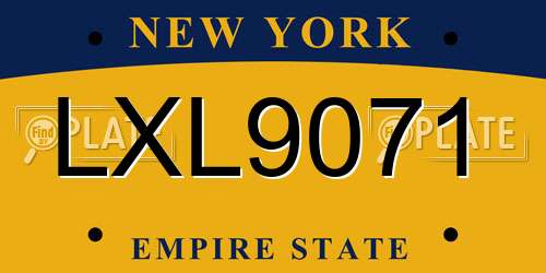LXL9071 New York License Plate