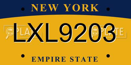 LXL9203 New York License Plate
