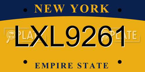 LXL9261 New York License Plate