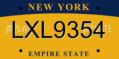 LXL9354 New York License Plate