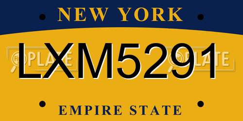 LXM5291 New York License Plate