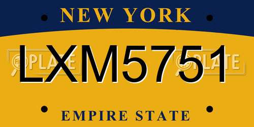 LXM5751 New York License Plate
