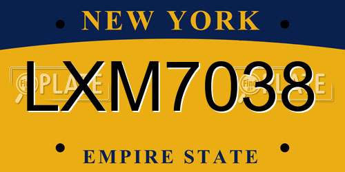 LXM7038 New York License Plate