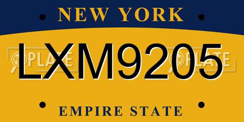 LXM9205 New York License Plate