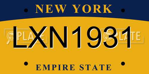 LXN1931 New York License Plate