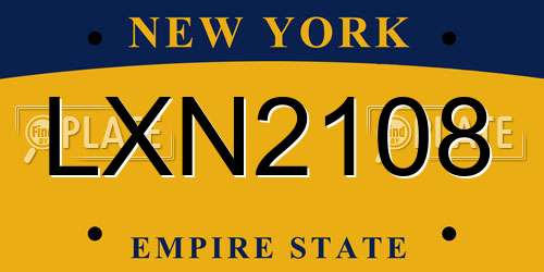 LXN2108 New York License Plate