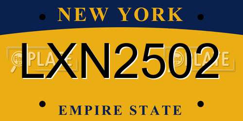 LXN2502 New York License Plate