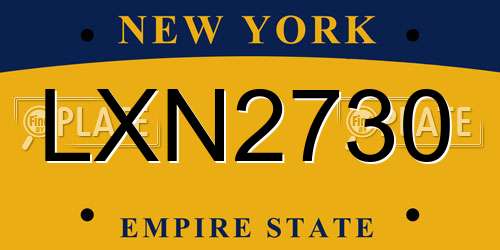 LXN2730 New York License Plate