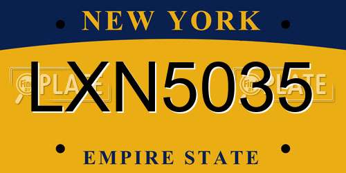 LXN5035 New York License Plate