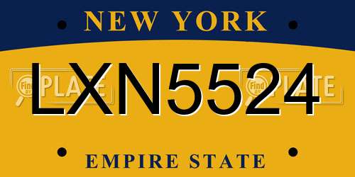 LXN5524 New York License Plate