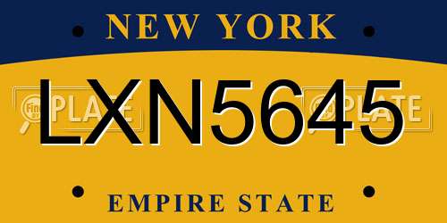 LXN5645 New York License Plate