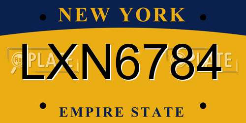 LXN6784 New York License Plate