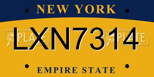 LXN7314 New York License Plate