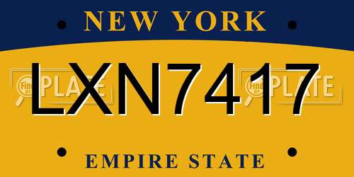 LXN7417 New York License Plate