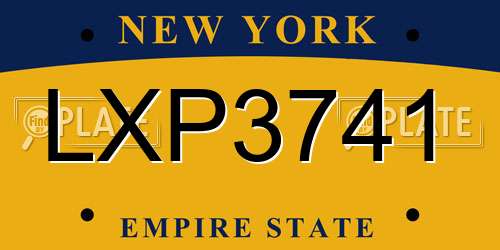 LXP3741 New York License Plate