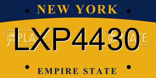 LXP4430 New York License Plate