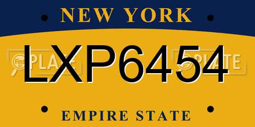 LXP6454 New York License Plate