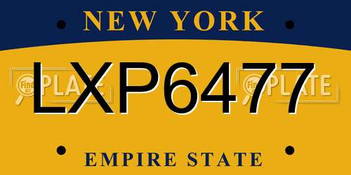 LXP6477 New York License Plate