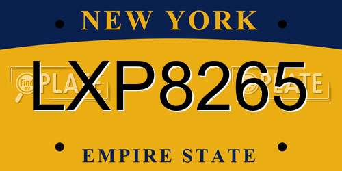 LXP8265 New York License Plate