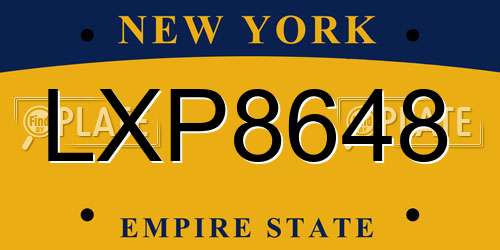 LXP8648 New York License Plate