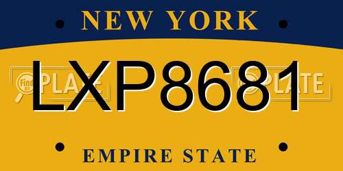 LXP8681 New York License Plate