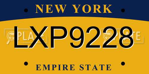 LXP9228 New York License Plate