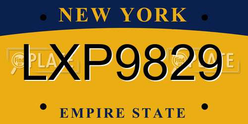 LXP9829 New York License Plate