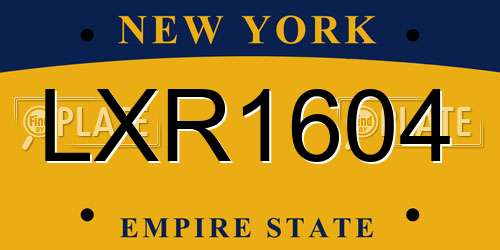 LXR1604 New York License Plate