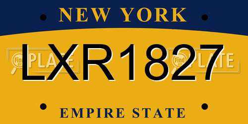 LXR1827 New York License Plate